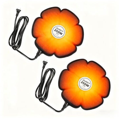 2 PCS Flower Shape 250W Submersible De-Icer for Livestock, Bird Baths, Fish Ponds, Winter Chicken Water Heater Warmer with Thermostat, 6.6ft Power Cord