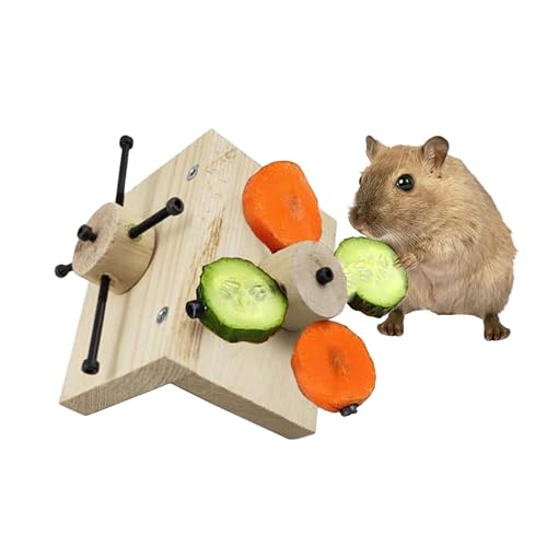 Mouse Rat Enrichment Toys, Rat Foraging Toy, Rat Toys for Pet Rats in Cage, Guinea Pig Treats Feeder, Food Dispenser for Rodents Mouse Syrian Hamster Gerbil Bunny, Puzzle Accessories (S, Wood)