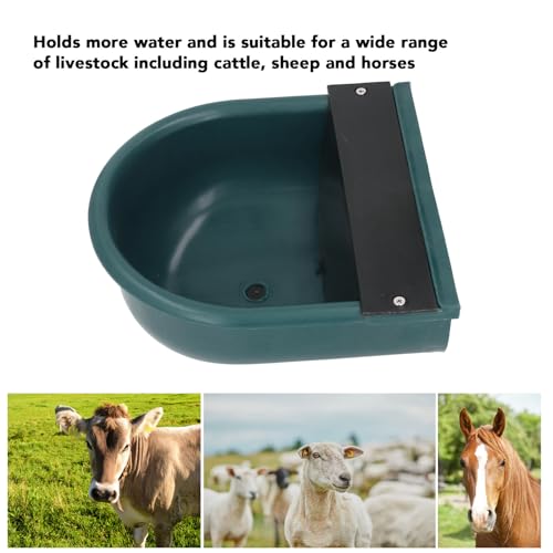 Zerodis Livestock Water Bowl,ABS Large Capacity Livestock Water Trough Bowl Farm Animal Drinking Water Bowl with Drainage Hole Livestock Waterer for Cattle Sheep Horse (Forest Green)
