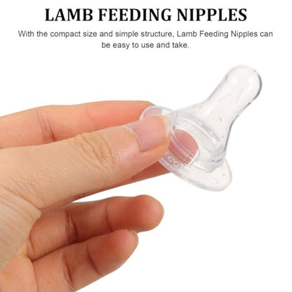 Abaodam 10Pcs Lamb Feeding Nipples Silicone Milk Bottle Pacifiers for Calf Goat Sheep Nursing Replacement Durable Soft Rubber Milk Drink Accessories