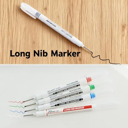 10 Pcs 20MM Long Head Deep Hole Marker Pens,Multi channel long pointed deep hole marking pen,Waterproof fast drying color building woodworking metal building marker pen