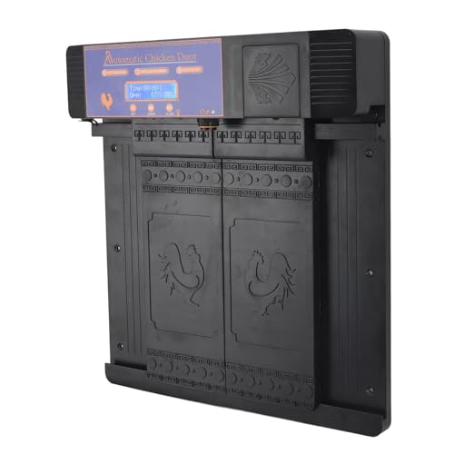 Automatic Chicken Coop Door, Lightweight Durable Solar Powered with Timer and Infrared Anti Pinch Sensor, for Poultry Coop Chicken Duck Goose (Black) - color: Black
