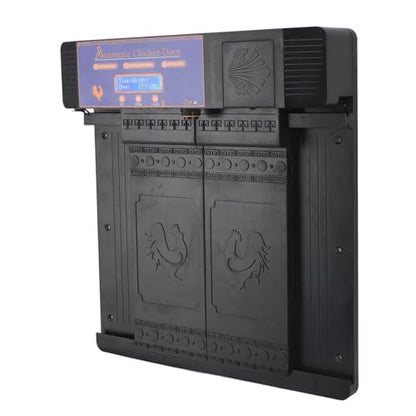 Automatic Chicken Coop Door, Lightweight Durable Solar Powered with Timer and Infrared Anti Pinch Sensor, for Poultry Coop Chicken Duck Goose (Black) - color: Black