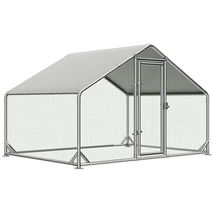 Large Metal Chicken Coop, Walk - in Chicken House, Outdoor Chicken Coop for 5-10 Chickens Yard/Farm/Ranch Outdoor Fresh Egg Supply (6.7x10x6.5 FT)