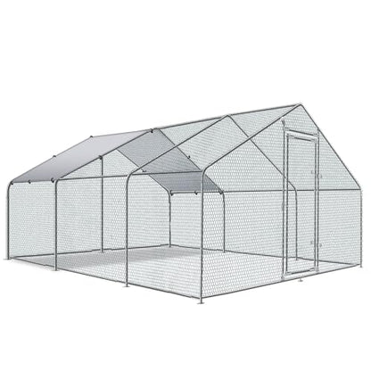 TOLEAD Large Metal Chicken Coop Upgrade Tri-Supporting Wire Mesh Chicken Run,Chicken Pen Walk in with Water-Resident and Anti-UV Cover,Duck Rabbit House Outdoor (Spire Roof 10’ W x 19.5’ L x 6.5’ H) - size: 228.2"L x 108.0"W x 78.0"H
