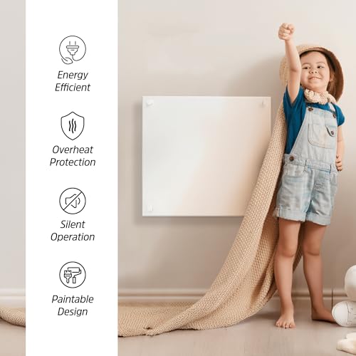 EconoHome Convection Wall Heater with Thermostat - 400W Electric Wall Mounted Space Heater Panel - Updated Model, 120V - Heats Rooms up to 120 Sq Ft - size: 400W