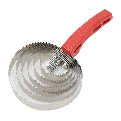 Cow Curry Comb, 6 Turn Stainless Steel Horse Brush with Ergonomic ABS Handle, for Itch Relief and Grooming Horses Sheep Cats Dogs
