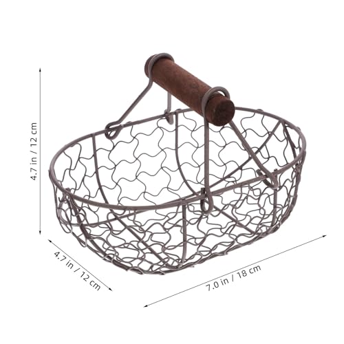 Farmhouse Wire Egg Basket for Gathering Fresh Eggs with Handle Vintage Style
