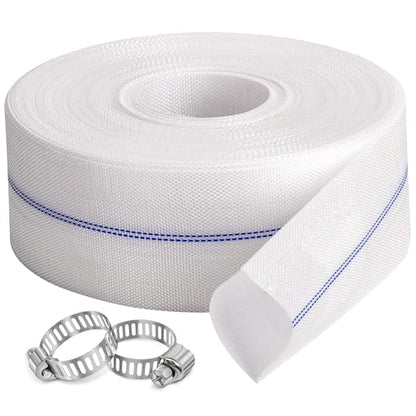 Pool Backwash Hose 1-1/4” × 100 ft Fiber Reinforced Discharge Hose General Purpose Flexible Lightweight Lay Flat Pump Drain Pipe Hose for Water Transfer (1.25in-100ft, Anti-abrasion) - size: 1.25in-100ft