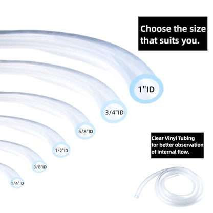 PVC Tubing 1" ID x 1-1/4" OD - 5 ft Clear Vinyl Tubing with 4 Stainless Clamps, Low Pressure Flexible PVC Tube, Lightweight Plastic Vinyl Hose for Transfer Water Air Oil. - size: 1 in. ID x 1-1/4 in. OD, style: 5 Ft.