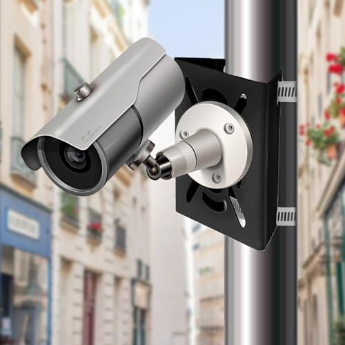 Universal Vertical Pole Mount Adapter Bracket for CCTV Security Camera PTZ Dome Vertical Pole Mounting Bracket Black with 2 Loops - size: 1 PACK