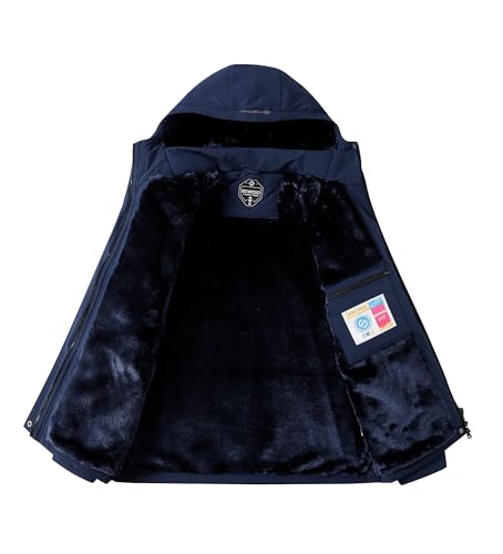Women's Waterproof Snow Ski Jacket Warm Winter Coat Insulated Snowboarding Jacket Softshell Hiking Jacket - color: W-navy, size: Medium