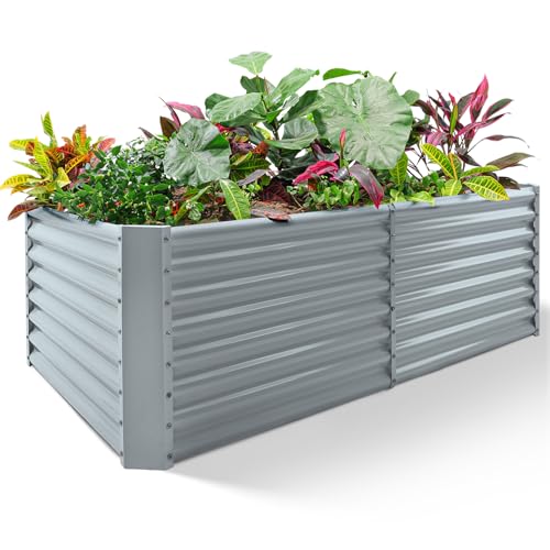 Land Guard 8×4×2ft Galvanized Raised Garden Bed, Planter Boxes Outdoor, Raised Garden Beds Outdoor for Vegetables, Flowers, Herbs, 479 Gallons, Modern Gray… B0CWTYXT24 - color: Modern Gray, size: 8×4×2ft（Rectangular）