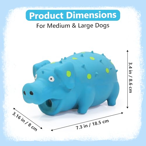Squeaky Pig Dog Toy that Oinks, Latex Pig 7.3 in Grunting Dog Toys, Durable Dog Chewing Toys for Small Medium Large Dogs (Blue, 1 Pcs) - color: Blue 20CM