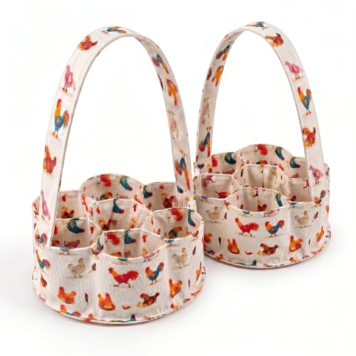 UKJENT Egg Collecting Basket 2 Pack, 7 Pouches Chicken Egg Gathering Basket, Machine Washable, Hold Different Size Eggs Collection Carrier Bag, Duck Goose Quail Fresh Eggs Collector, Farm & Home Use - color: Color 6（2 Pack）