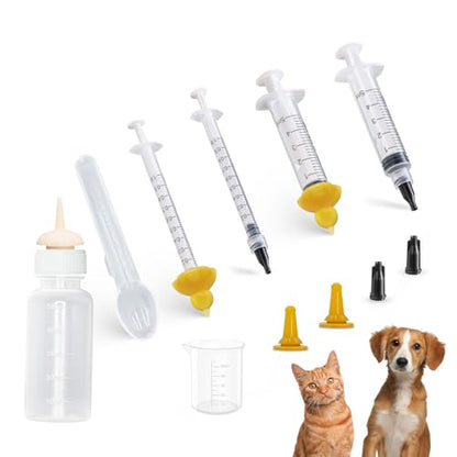 Pet Feeding Nipple, Pets Nursing Bottle, Milk Nursing Bottles Kits for Newborn Puppy & Kitten, 1 * Pet Milk Bottle, 4 * Animal Feeding Nipple, Fit for Cats, Dogs, Kittens, Puppies, Rabbits, Squirrel