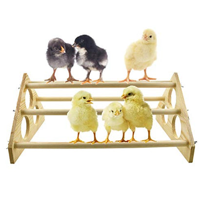 Chicken Perch Wood Stand with Holes Chick Stand Trainning Perch Hen Roost bar for Chicks Poultry Swing Chicken Toy for Hens