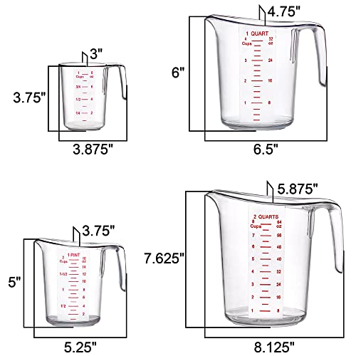 Amazing Abby - Melissa - Plastic Measuring Cups (4-Piece Set), Food-Grade Measuring Jugs, 1/2/4/8-Cup Capacity, Unbreakable, Stackable, Dishwasher-Safe, Great for Oil, Vinegar, Flour, and More - style: 4-Piece Set (1/2/4/8-Cup)
