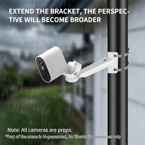 ZT-NET Security Camera Mount Corner Pole Mounting Bracket | Heavy-Duty Adjustable Holder for CCTV Cameras Installation Indoor and Outdoor Iron, White