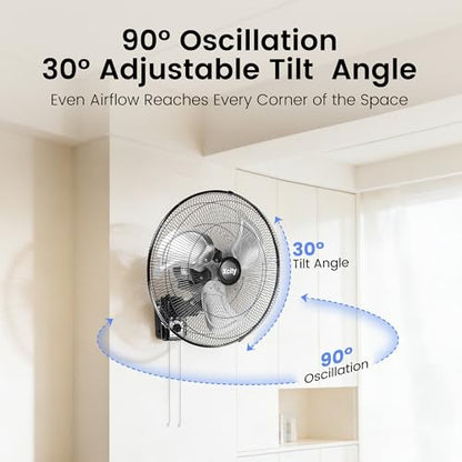 Xcity Wall Mount Fan 20", 3-Speed, Oscillating New Model | 4650 CFM, Heavy-duty Metal Blade , The New Model Features a More Powerful Motor and Has a Lifespan of 50,000 Hours. - size: 20'' Oscillating Pro