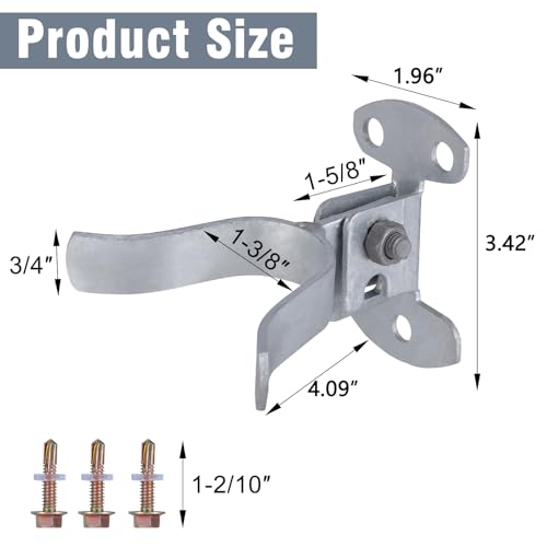 Chain Link Fence Gate Latch with Screws, 1-3/8" Wall Mount (Flat Back) Fork Gate Latch with Padlock Hole, Chain Link Fence Parts Gate Hardware Gate Locks for Outdoor Fence - Mounts to Post or Wall