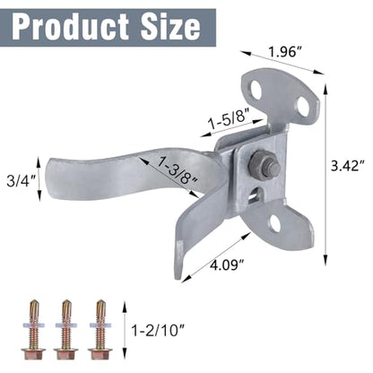 Chain Link Fence Gate Latch with Screws, 1-3/8" Wall Mount (Flat Back) Fork Gate Latch with Padlock Hole, Chain Link Fence Parts Gate Hardware Gate Locks for Outdoor Fence - Mounts to Post or Wall