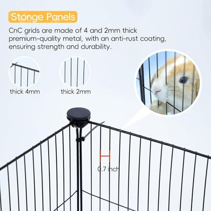 CHEGRON Portable Guinea Pig Cages with Liner & C&C Grids Rabbit Cages Small Animal Cage PVC Bottom Small Animal Playpen for Rabbit Bunny Hedgehog Chinchilla 12PCS Metal Grids 48"x24"x12" - color: Cages with Grey Liner