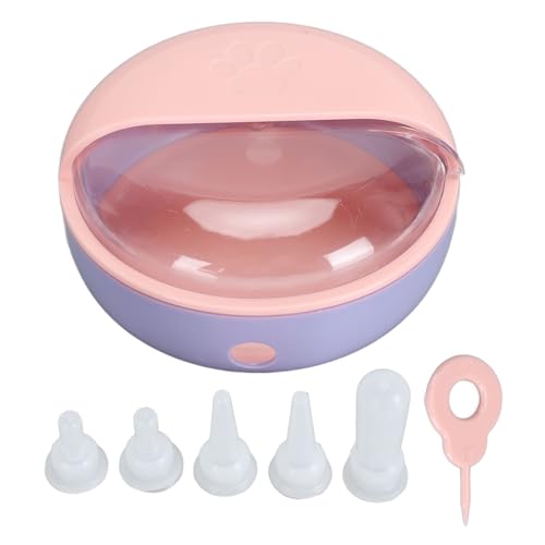 Semme Pet Milk Bowl with 5 Nipples Breathing Device for Kittens Puppies Small Animals Safe Feeder with Lid (Pink) - color: Pink