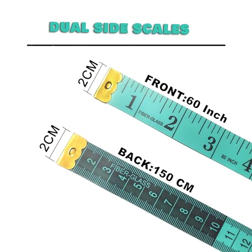 Tape Measure Body Measuring Tape, Soft Fabric Measuring Tape for Sewing Cloth Measurement, 60 Inch Double Scale Tailor Ruler for Weight Loss (Green) - color: Green
