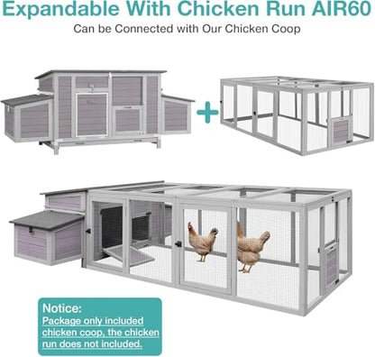Chicken Coop, Outdoor Hen House Poultry Cage with Nesting Box, Leakproof Pull Out Tray and UV-Resistant Roof (67" L x 25" W x 28" H) - color: Grey, size: 63"L x 27"W x 39.4"H