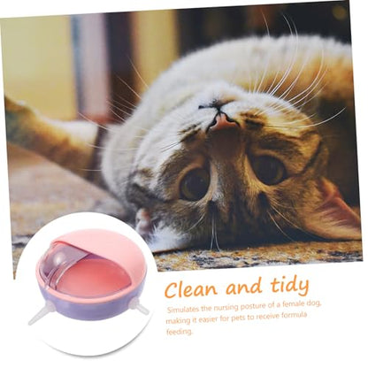 WOONEKY Small Pet Feeder with Pacifiers Spout Spillproof Milk Bowl for Puppies and Kittens Durable Material Versatile Design for Cats and Dogs for Newborn Pets