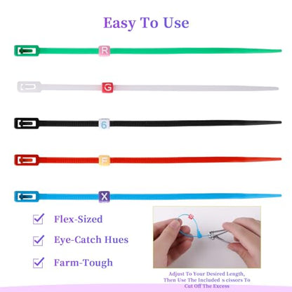 100 Pcs Chicken Leg Bands with 400Pcs Charms, Adjustable Plastic Leg Bands for Chickens Ducks Geese, Color-Coded Poultry Identification Rings for Farm Flock Management