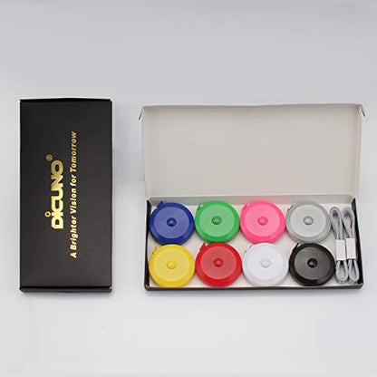 DiCUNO 60-Inch 1.5 Meter Soft Retractable Measuring Tape, Pocket, Body Tailor Sewing Craft Cloth Tape Measure (8 Colors Package) - color: 8 Colors