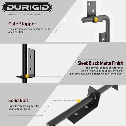 12 Inch Gate Cane Bolt Gate Ground Drop Rod, Heavy Duty Drop Rod Gate Latch for Wooden Vinyl Fence, Black Finished Cane Bolts for Gates, 1 Pack - size: 12 Inch