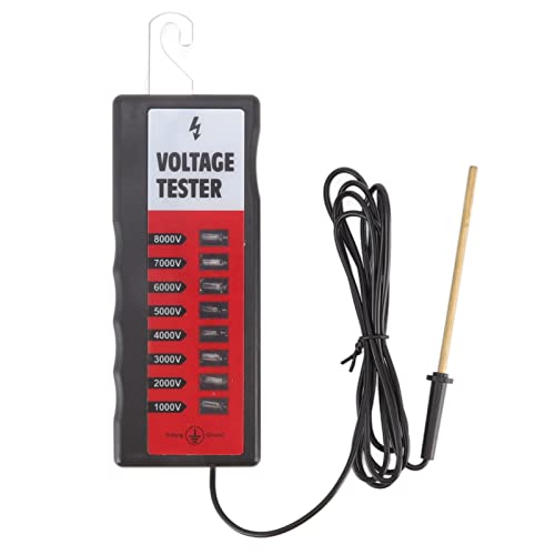 Electric Fence Tester MK520, 10KV Portable Voltage Meter with LCD Screen and 8 Indicator Lights, for Farms Ranches Livestock Enclosures and Temporary Electric Fences