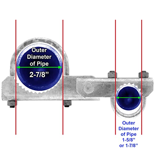 Chain Link Fence 180 Degree Commercial Duty Gate Hinge-for 2-7/8" Outside Diameter Gate Post/Pipe & 1-5/8 Thru 1-7/8" Gate Frames. Chain Link Post Gate Hinge - Includes Hinge U Bolts - 2 Hinge Assy - size: 2-7/8" Post - 2 pack
