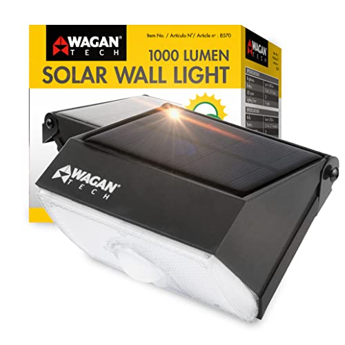 Wagan Tech 1000 Lumens Integrated LED Black Motion Activated Solar Security Wall Pack Light, 4000K EL8570 - size: 1 Pack