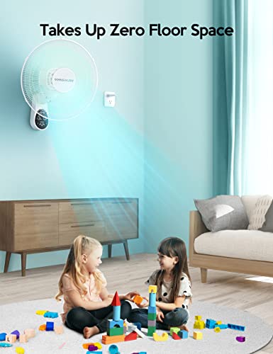 VAGKRI Wall Mount Fan, 16 Inch Wall Fans with 5 Blades, 5 Speeds, 8 Hour Timer, 90° Oscillating Quiet Fans with Remote for Home Office Bedroom Living Room Garage (White) - color: White