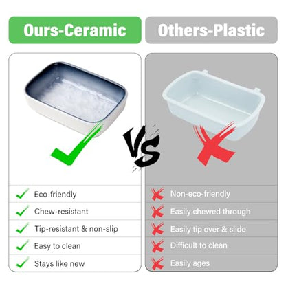 Ceramic Feeding Bowls for Small Animals, Ideal for Hamster, Guinea Pig, Hedgehog and Gerbil (Blue + Green + Brown)