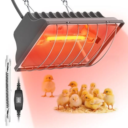 Chicken Coop Heat Lamp, 300W Brooder Heater for Chicks 9.84ft Cord UL Passed Carbon Fiber Bulbs Heater with Adjustable Hanging Height for Livestock Supplies Indoor Warmer | UL Passed,9.84ft Cord, Adjustable Hanging Height, Livestock Supplies Indoor Warmer