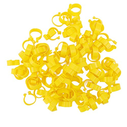 100 Pcs Chicken Ankle Rings, Chicken Leg Bands Yellow Chicken Leg Rings, 18mm Plastic Poultry Leg Bands Rings for Ducks Chicks Goose Turkey - size: 18mm