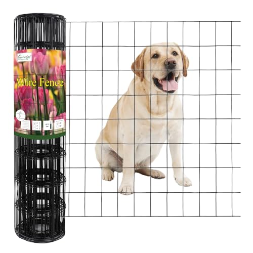 FOREHOGAR Black PVC Coated Welded Wire Fence 24 Inch x 25 Foot, 2 Inch x 3 Inch 16GA, Garden Border Fencing Roll Vinyl Coating Metal Wire Mesh for Yard Vegetable Plant Protection Poultry Netting - color: Black, size: 2''x3'' 16GA 24''x25'