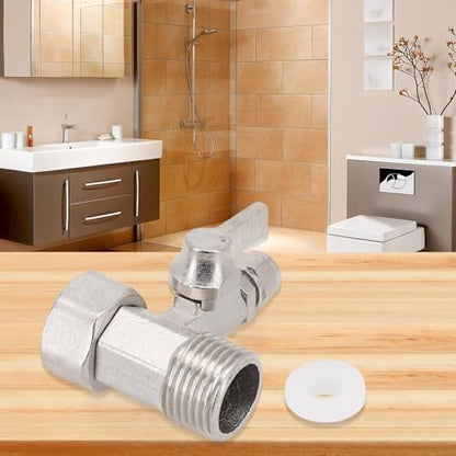 RO Water Feed Adapter 1/2 Inch to 1/4 Inch with Shut-off Ball Valve Tap Tee Chrome-Plated All Metal Lead-Free Brass for Reverse Osmosis System Plumbing Fixtures