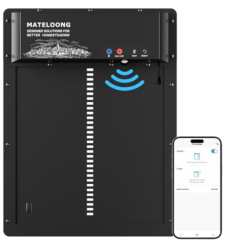 Smart Chicken Coop Door with Programmable App Timer, Solar Powered/Battery Backup, Motion-Activated Anti-Pinch System, Heavy-Duty Waterproof Aluminum Door for Hens & Ducks - MATELOONG