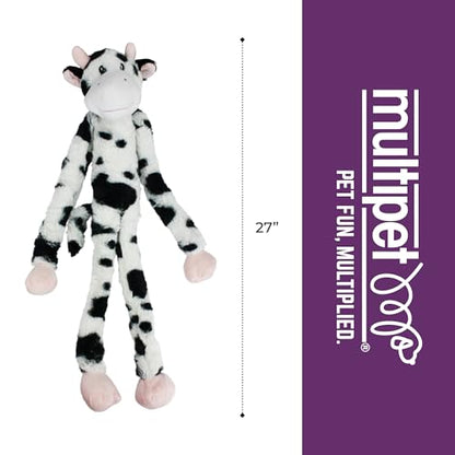 Multipet Swingin' Slevin Cow Dog Plush Toy - Squeaky Toys for All Dogs - Extra Soft Plush - Stuffed Animal for Cuddling & Playing - Cute (27”, White, 5 Squeakers) - size: 27", style: Cow