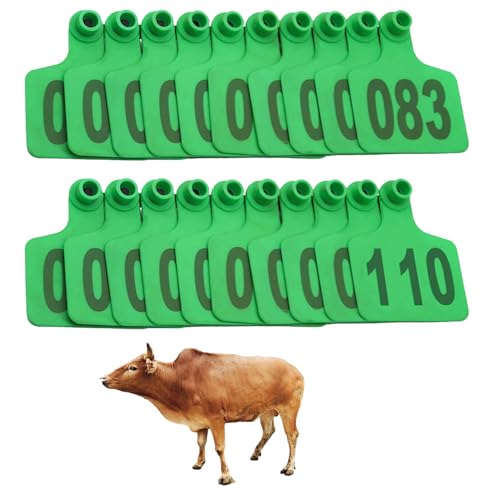Cattle Ear Tags Livestock Ear Label with Number 001-100/101-200/201-300/301-400/401-500 for Cattle Goat Pigs Cow Animal Identification Ear Tags 001-100 Green - color: Green, size: 001-100