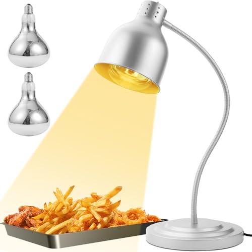 Heat Lamp for Food, Heat Lamp with Flexible Arm, 250W Bulbs x 2, Catering Food Warmers for Buffet, Parties, Fast Food, (Sliver) - color: Sliver, size: Single-Head