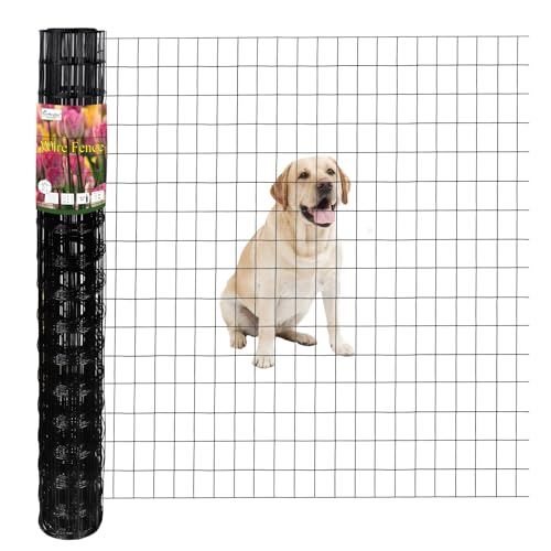 FOREHOGAR Black PVC Coated Welded Wire Fence 48 Inch x 25 Foot, 2 Inch x 3 Inch 16GA, Garden Border Fencing Roll Vinyl Coating Metal Wire Mesh for Yard Vegetable Plant Protection Poultry Netting - color: Black, size: 2''x3'' 16GA 48''x25'