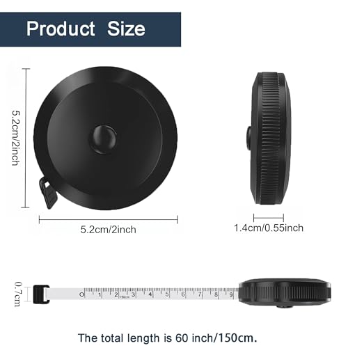 Soft Tape Measure for Body Measurements 2-Pack – 60" Flexible Body Measuring Tape + Retractable Tape, Dual Scale Inch & cm, Cloth Tape Measure for Sewing, Tailor, Seamstress, Clothing & Waist