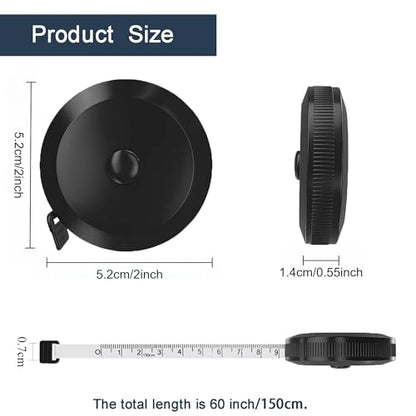 Soft Tape Measure for Body Measurements 2-Pack – 60" Flexible Body Measuring Tape + Retractable Tape, Dual Scale Inch & cm, Cloth Tape Measure for Sewing, Tailor, Seamstress, Clothing & Waist